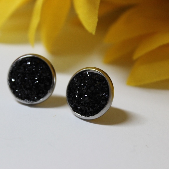 Veronica Nagorny Jewelry - NWT Black Druzy Stud Earrings